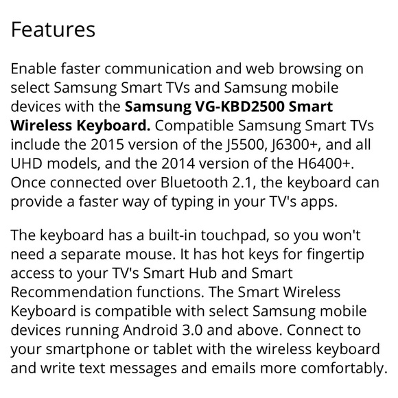 Samsung VG-KBD2500 Smart Wireless Keyboard; Brand new! - Picture 10 of 13